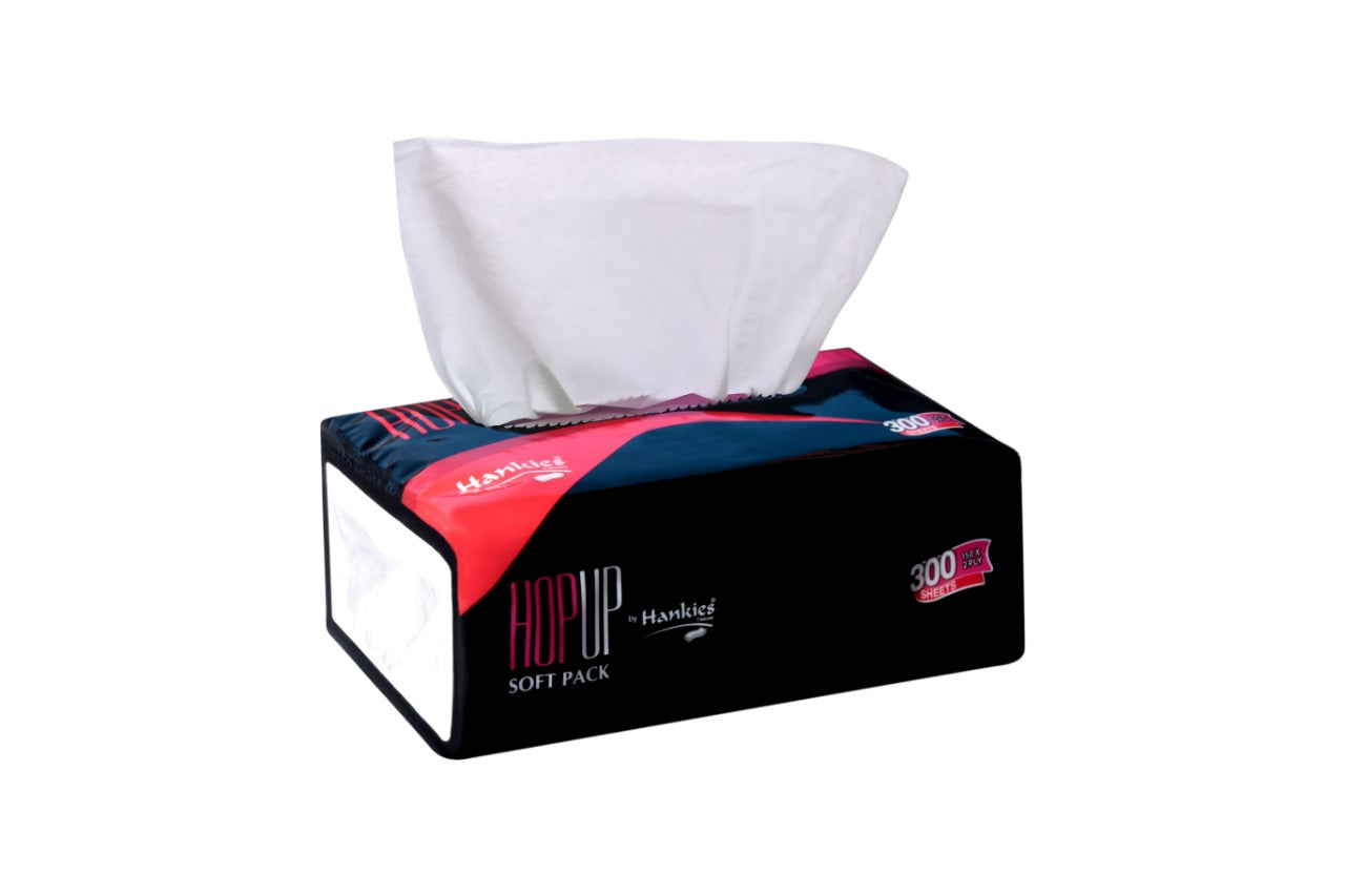 Hankies Hop Up Soft Pack Tissues - 300 Ultra-Soft 2-Ply Sheets for Everyday Use