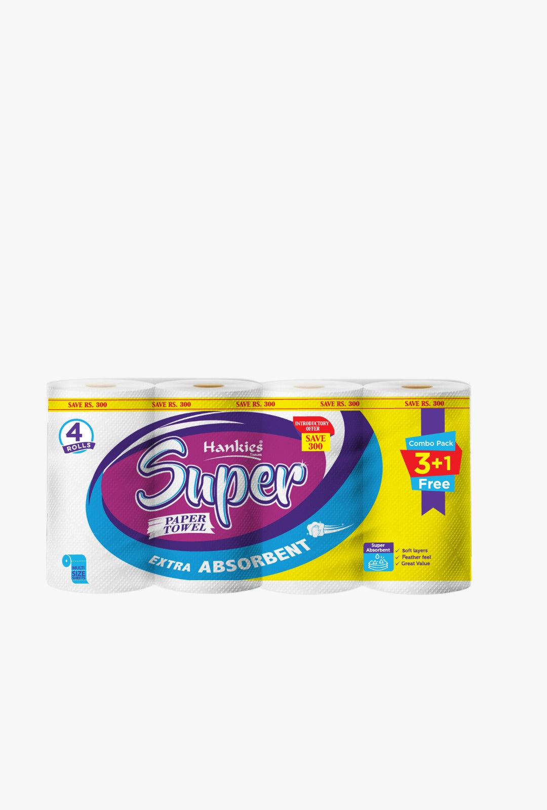 Hankies Super Kitchen Towel 3+1 Combo Pack β 4 Rolls Bundle Offer for Kitchen Cleaning in Pakistan
