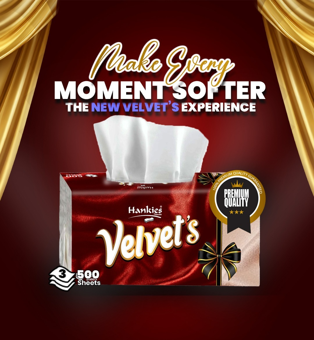 Hankies Velvet's- 500 sheets of 3 ply
