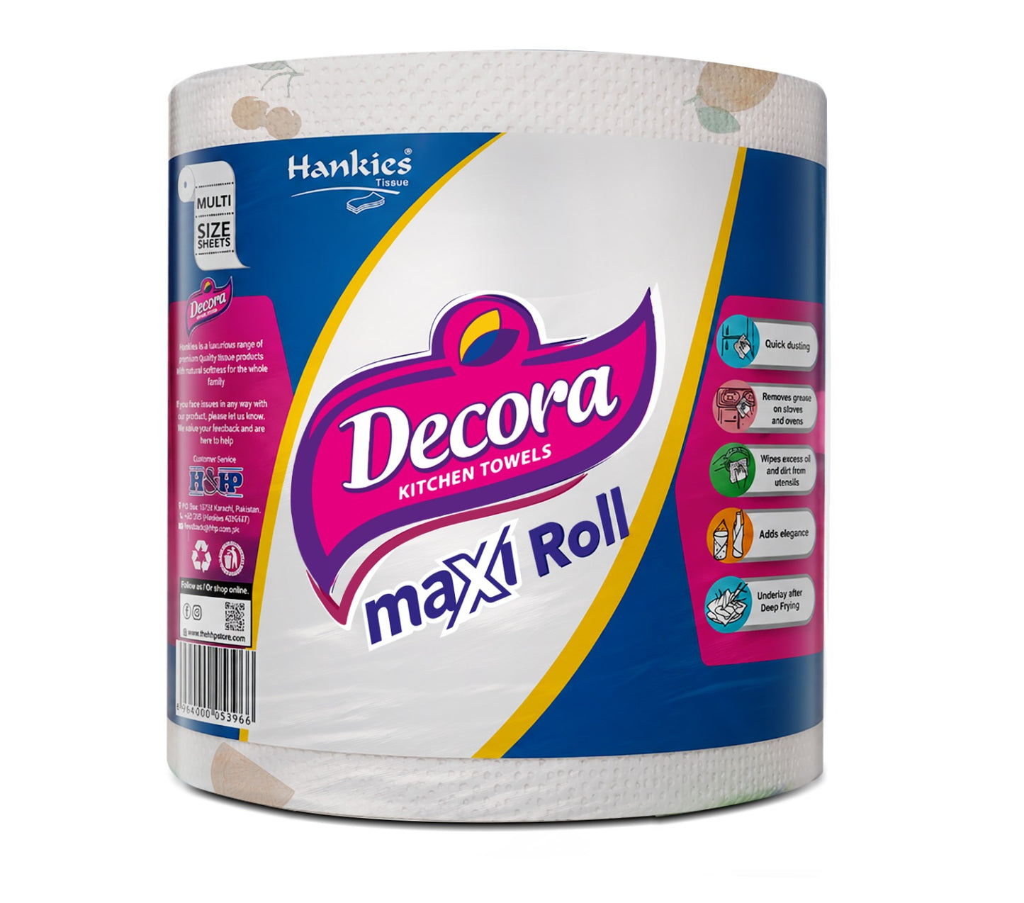 Hankies Decora Maxi Kitchen Roll – 2 Ply | Stylish, Super Absorbent & Durable Kitchen Paper Towel