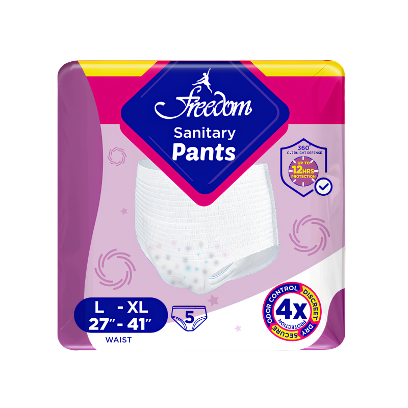 Freedom Sanitary Pants – L–XL, 5 Pants, Single Pack | 4X Protection Period Pants Pakistan
