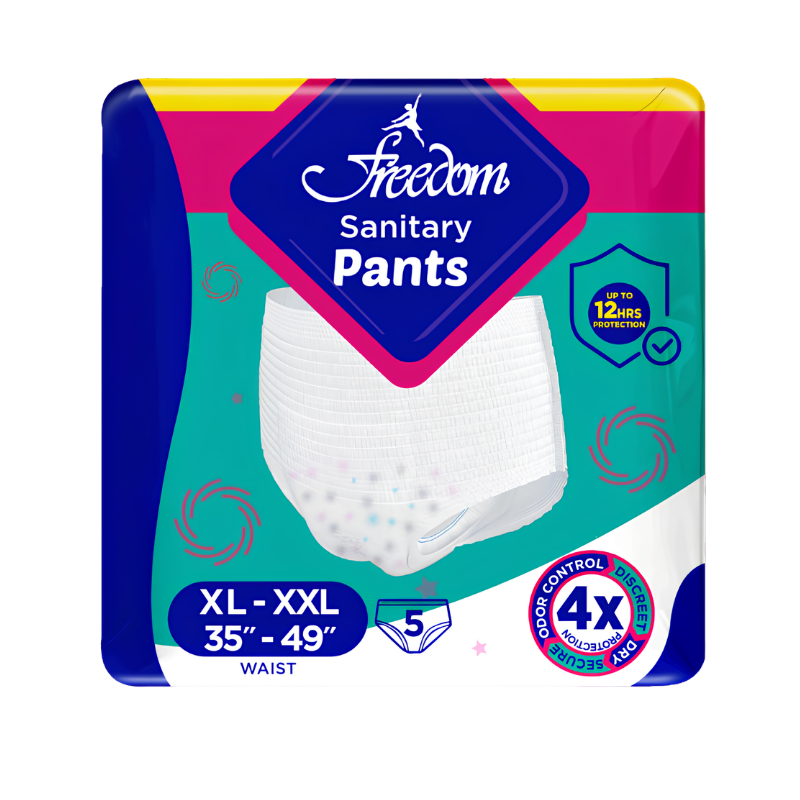 Freedom Sanitary Pants – XL–XXL, 5 Pants, Single Pack | 4X Protection Period Pants Pakistan