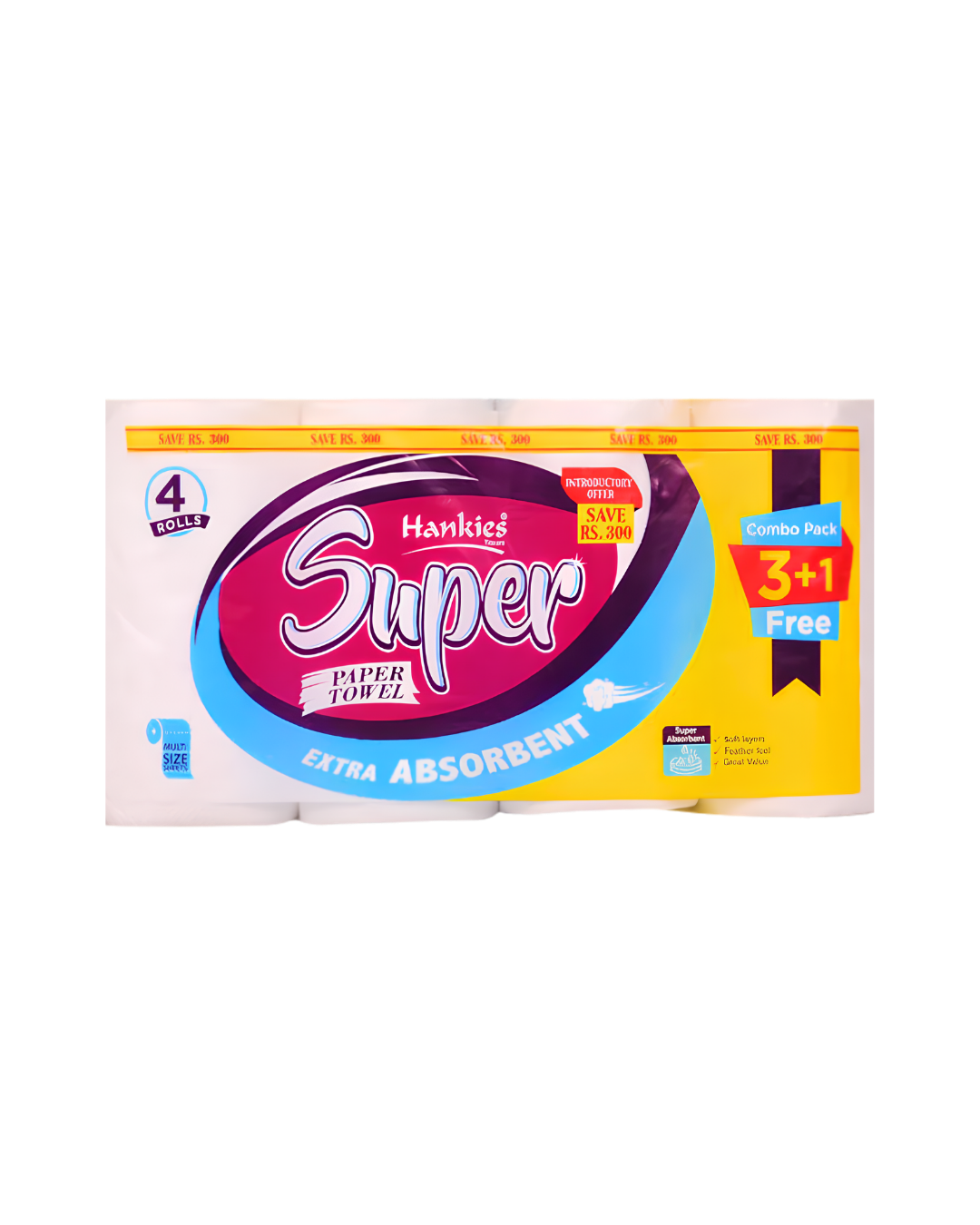 Hankies Super Kitchen Towel Combo Pack 3+1 | Extra Absorbent, Strong &; Value Pack for Everyday Cleaning