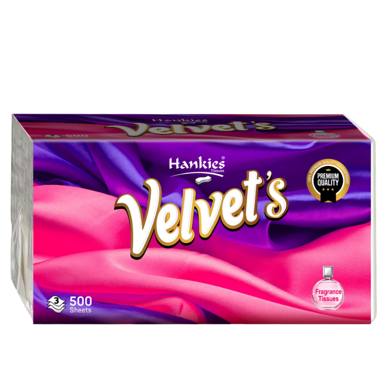 Hankies Velvet's Soft Pack Tissues – 500 Sheets, 3-Ply | Luxury Facial Soft Pack Pakistan