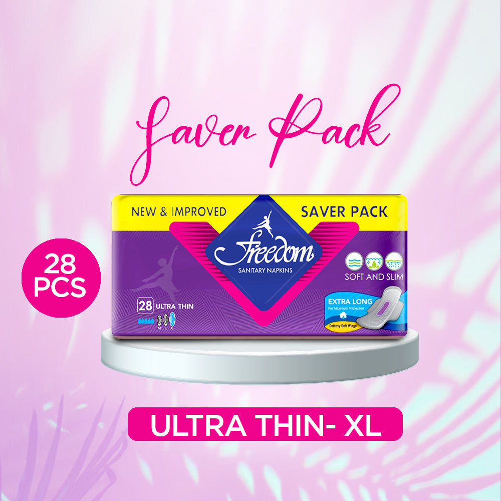 Freedom Ultra Thin XL Sanitary Napkins Saver Pack (28 Pcs)