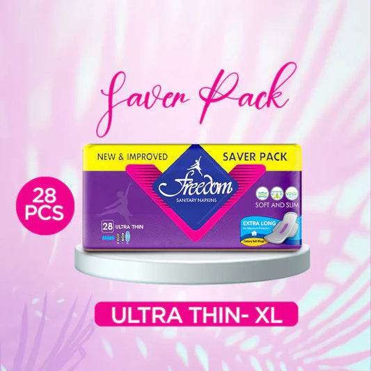 Freedom Ultra Thin XL Sanitary Napkins Saver Pack (28 Pcs)