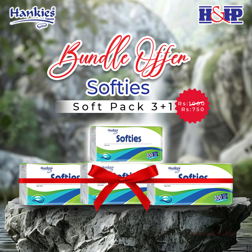 Hankies Softies Soft Pack 3+1 Bundle – 300 Sheets