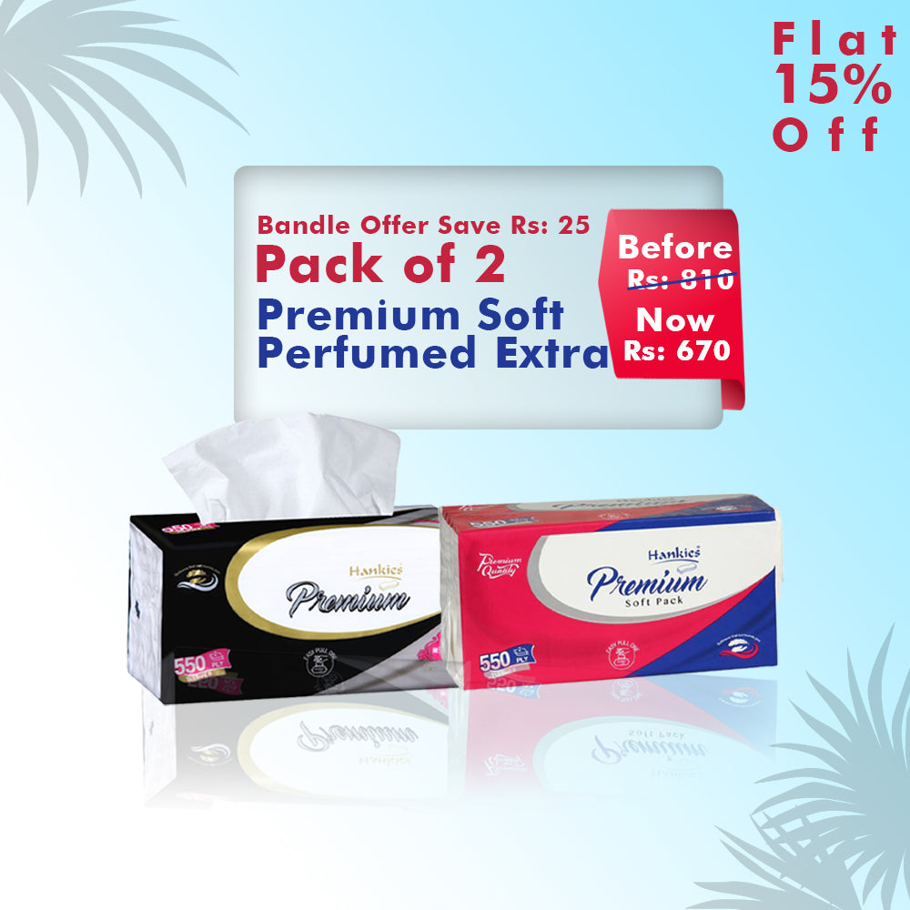 Hankies Premium Soft + Perfumed Extra Tissues Pack of 2