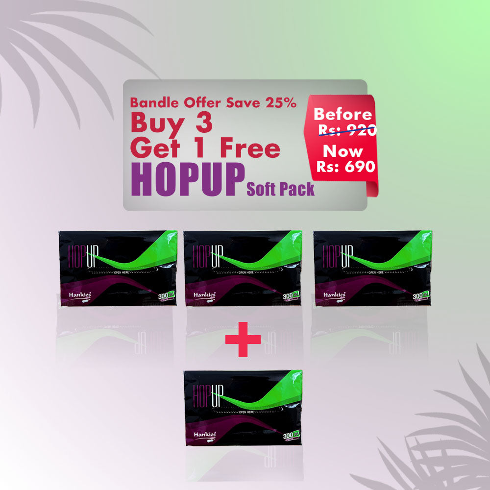 Hankies HopUp Soft Pack | Buy 3 Get 1 Free | 300 Sheets x 2Ply | Exclusive Bundle Offer | Save 25%