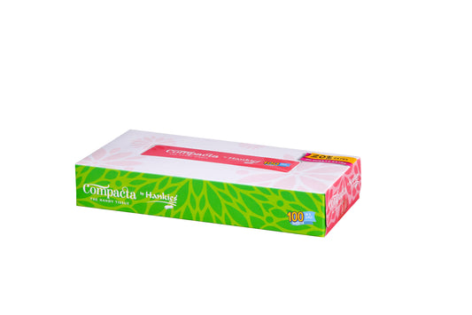 Hankies Compacta Tissues - 100 Sheets + 20% Extra Soft 2-Ply Facial Tissues