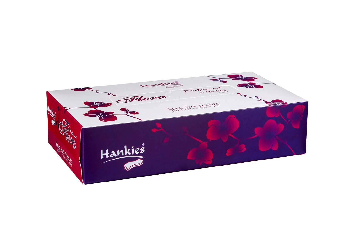 Hankies Flora Perfumed Tissues - Supersoft King Size 2-Ply (100 Sheets)