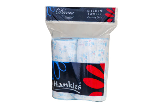 Hankies Kitchen Towel Twin Pack - Multi-Purpose, Strong & Absorbent Paper Towels