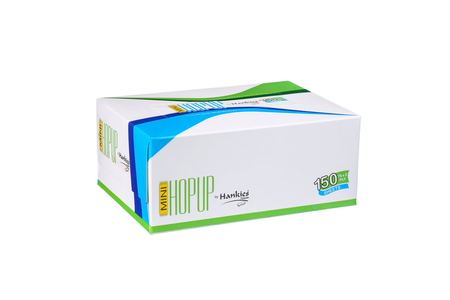 Hankies Mini Hop Up Tissues - Compact 75x2 Ply, 150 Sheets for Everyday Use