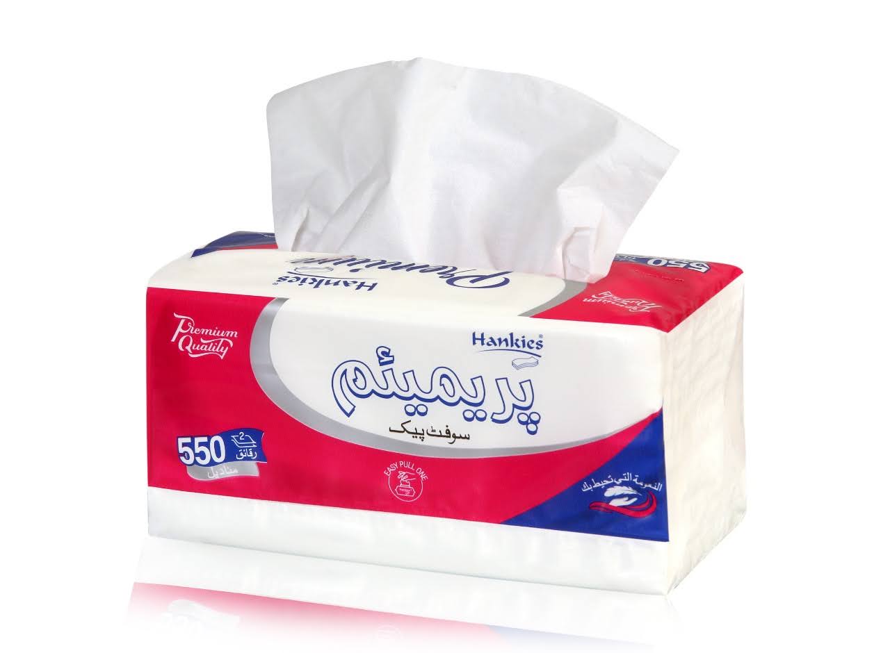 Hankies Premium Facial Tissue - 550 Ply Soft Pack with Easy Pull Design