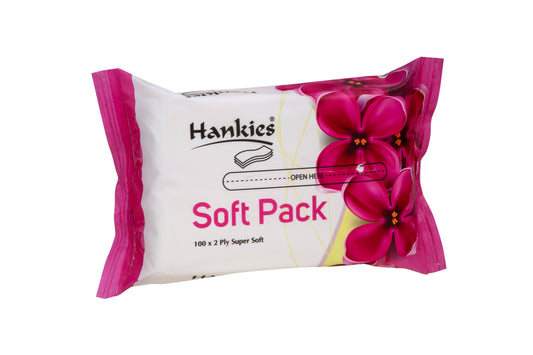 Hankies Soft Pack Tissue - 100 Super Soft 2-Ply Sheets