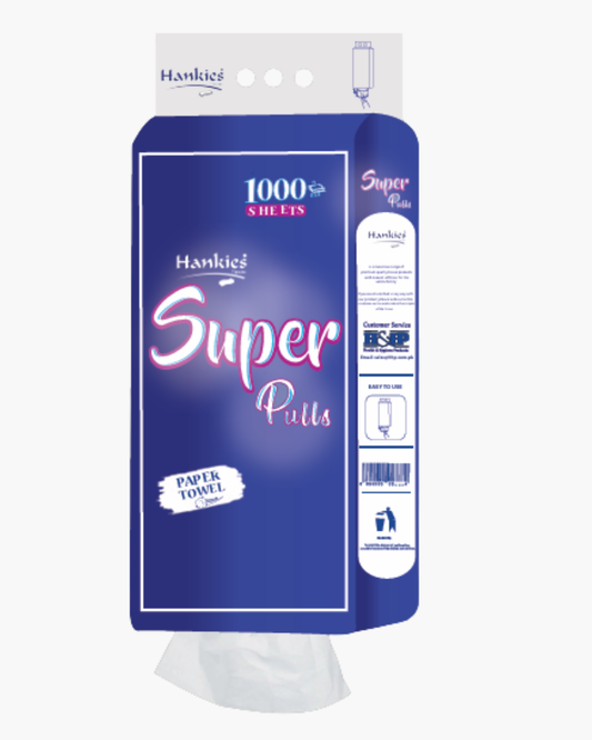 Hankies Super Pulls Paper Towel – 1000 Sheets, 2-Ply | Multipurpose Kitchen Towel Pakistan