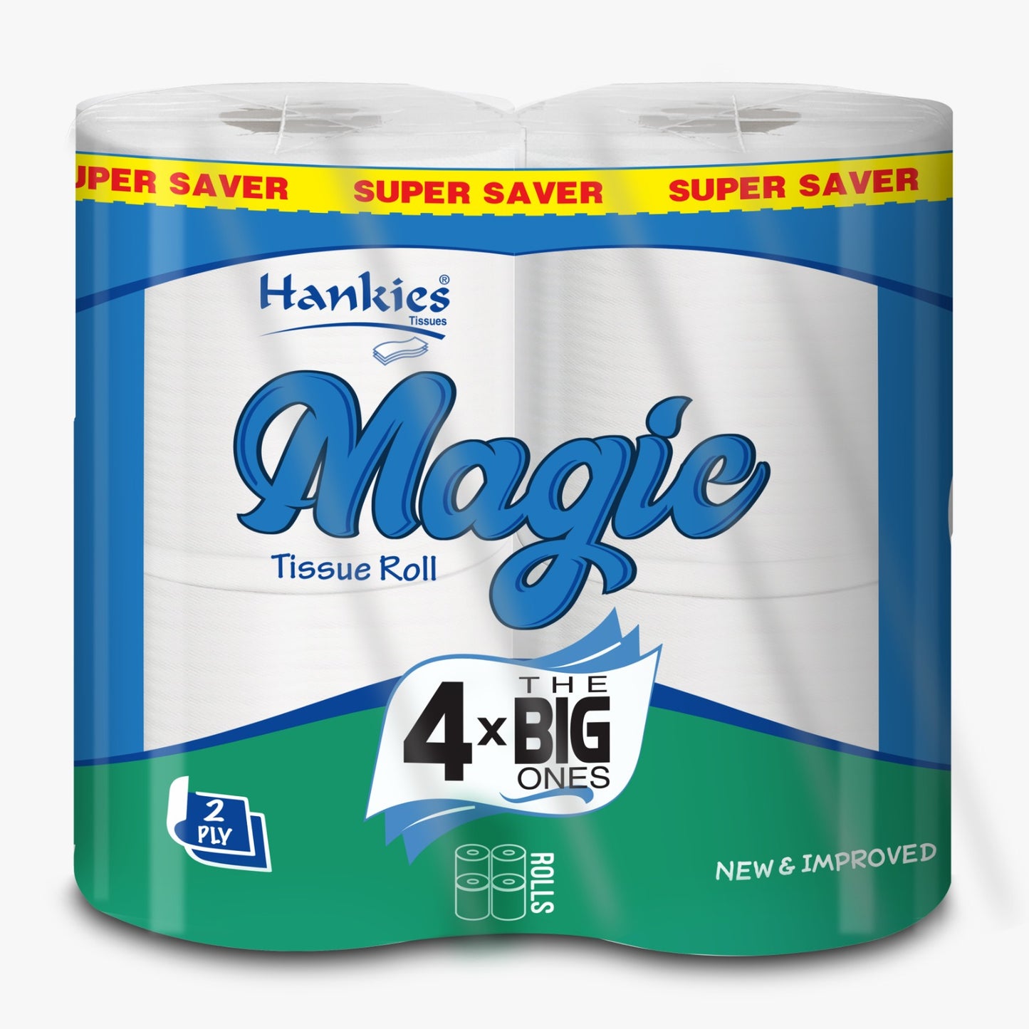 Hankies The 4 x Big Ones Toilet Rolls - Extra Large, Soft & Long-Lasting