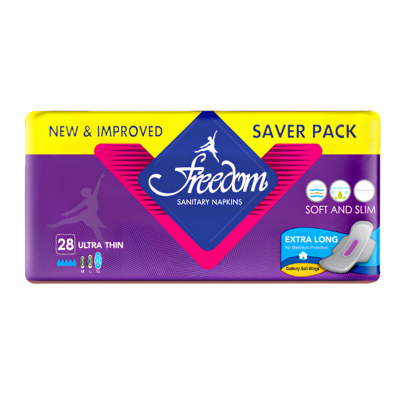 Freedom Ultra Thin Sanitary Pads – XL, 28 Pads, Saver Pack | Leak-Proof Period Pads Pakistan