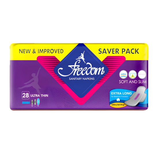 Freedom Ultra Thin Sanitary Pads – XL, 28 Pads, Saver Pack | Leak-Proof Period Pads Pakistan