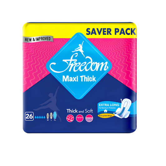 Freedom Maxi Thick Sanitary Pads – XL, 26 Pads, Saver Pack | Overnight Period Pads Pakistan