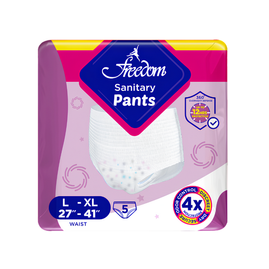 Freedom Sanitary Pants – L–XL, 5 Pants, Single Pack | 4X Protection Period Pants Pakistan