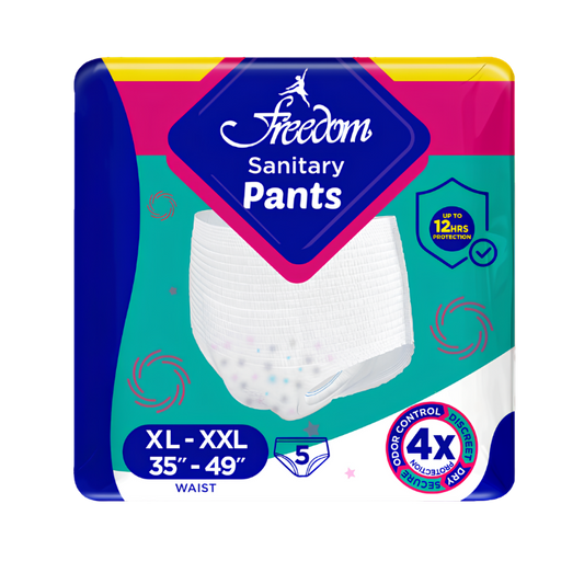 Freedom Sanitary Pants – XL–XXL, 5 Pants, Single Pack | 4X Protection Period Pants Pakistan