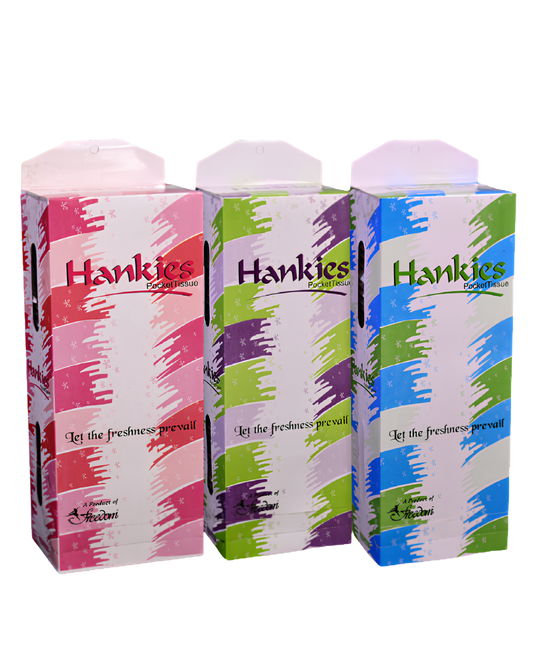 Hankies Dispenser Tissue – 24 Pouches, 2 Ply | Soft, Portable & Everyday Hygiene Essential