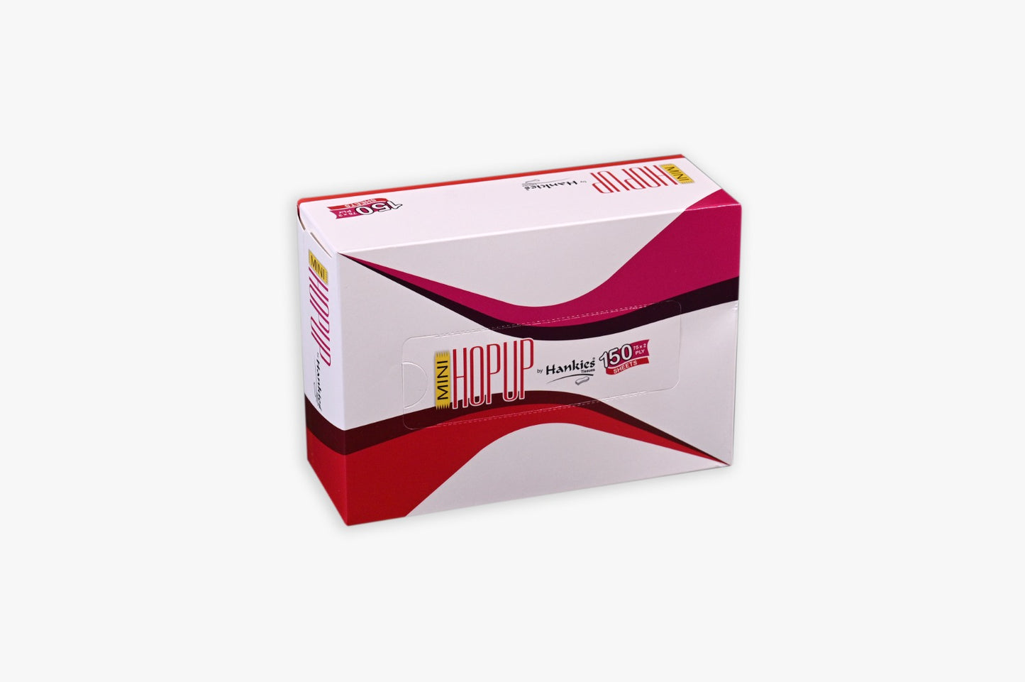 Hankies Mini Hop Up Tissue – 150 Sheets, 2 Ply | Soft, Compact & Convenient Everyday Tissue
