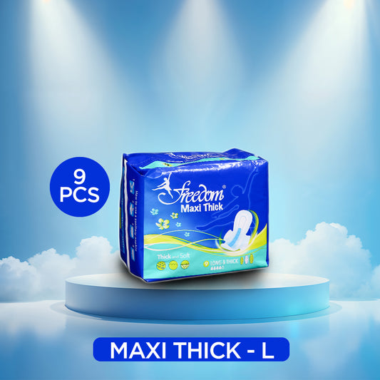 Freedom Maxi Thick Sanitary Napkins – Long, 9 Pcs, Extra Absorbent, Leak-Proof, Comfortable, Long-Lasting Protection