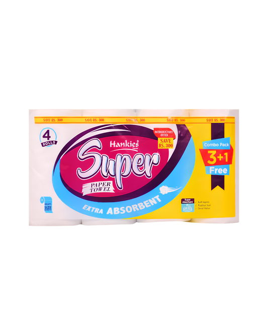 Hankies Super Kitchen Towel Combo Pack 3+1 | Extra Absorbent, Strong &; Value Pack for Everyday Cleaning