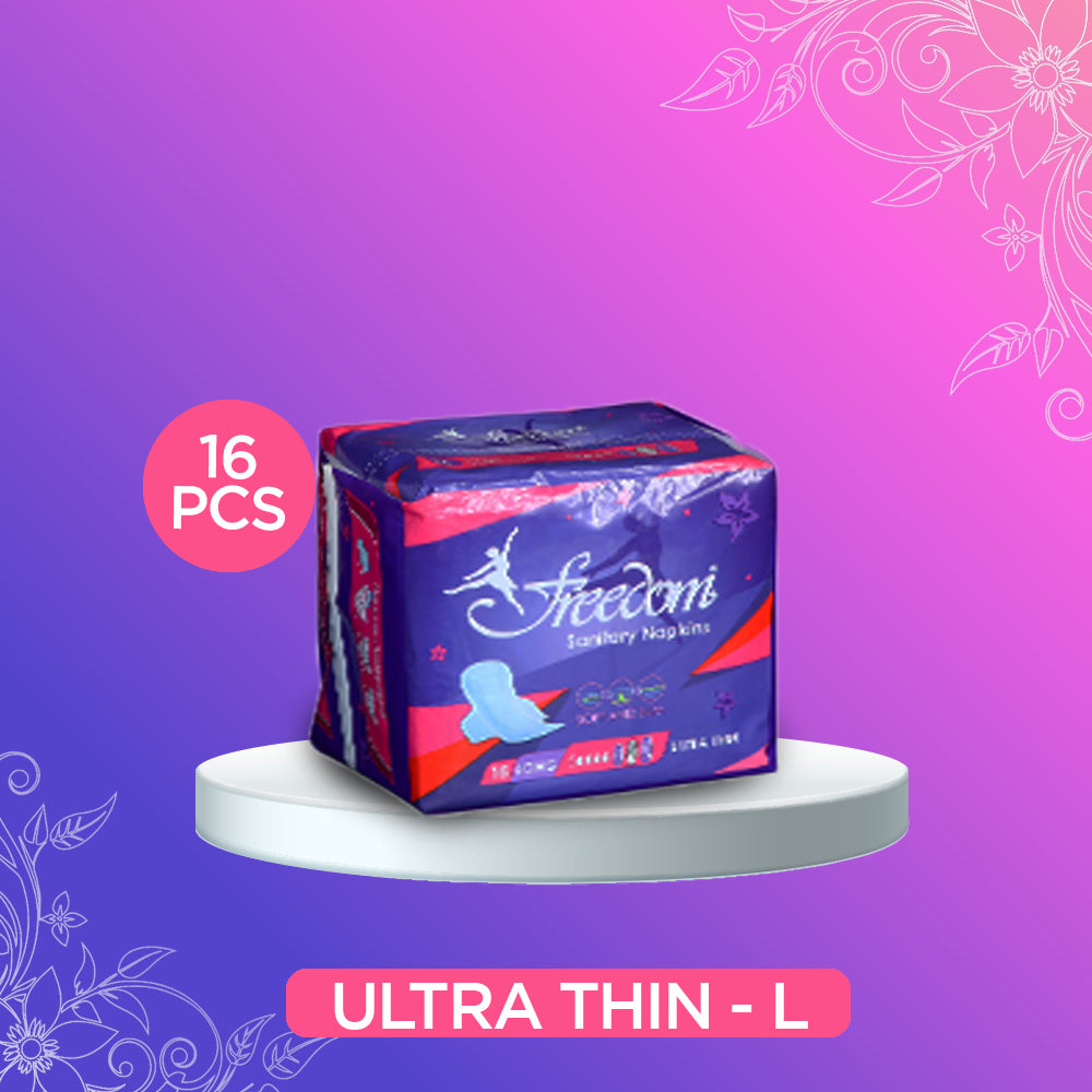 Freedom Ultra Thin Sanitary Napkins – Long, 16 Pieces, Breathable, Leak-Proof, Skin-Friendly