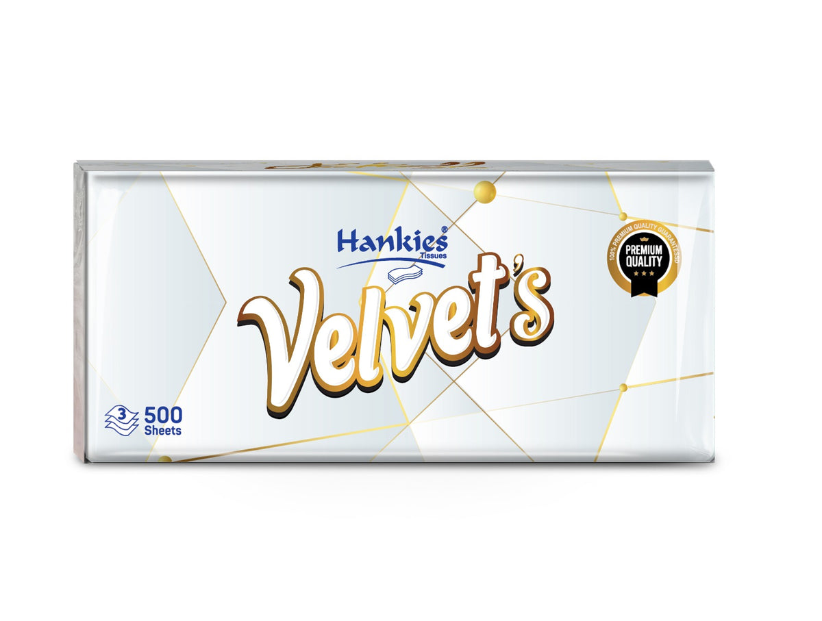 Hankies Velvet's Soft Pack Tissues – 500 Sheets, 3-Ply | Luxury Facial Soft Pack Pakistan