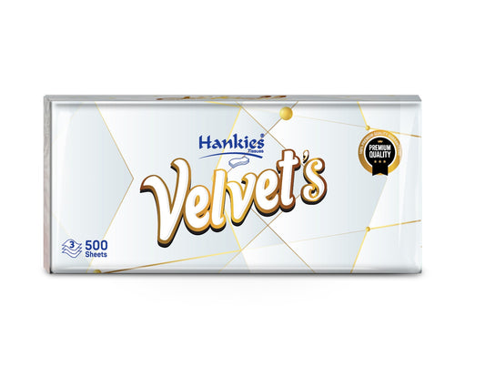Hankies Velvet's Soft Pack Tissues – 500 Sheets, 3-Ply | Luxury Facial Soft Pack Pakistan