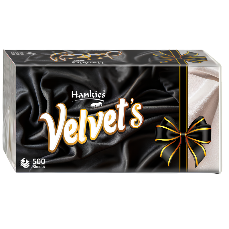 Hankies Velvet's Soft Pack Tissues – 500 Sheets, 3-Ply | Luxury Facial Soft Pack Pakistan