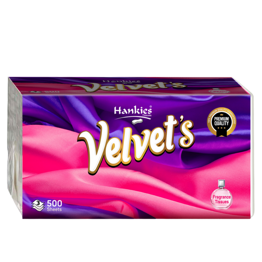 Hankies Velvet's Soft Pack Tissues – 500 Sheets, 3-Ply | Luxury Facial Soft Pack Pakistan