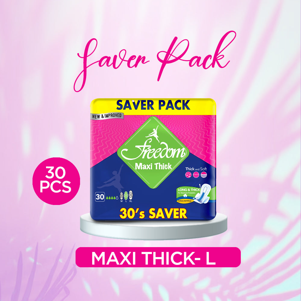 Freedom Maxi Thick - 30 Pcs Saver Pack - Long | Extra Comfort & Protection